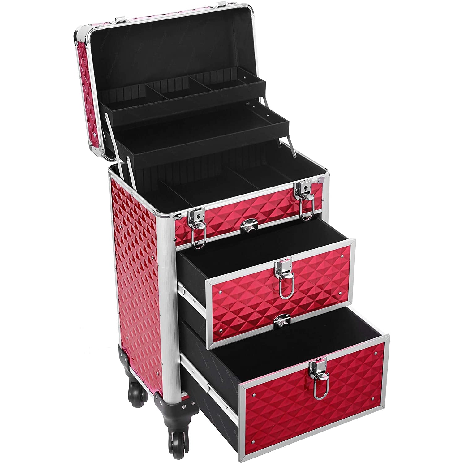 Nancy's Madalena Make-Up Koffer - Cosmetica Koffer - Make-up Trolley - Rood