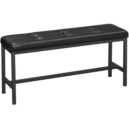 Nancy's Powell Eetkamerbank - Gestoffeerde Bank - Keukenbank - PU-Afdekking - Stalen Frame - Bruin - Zwart - 108 x 32,5 x 48 cm