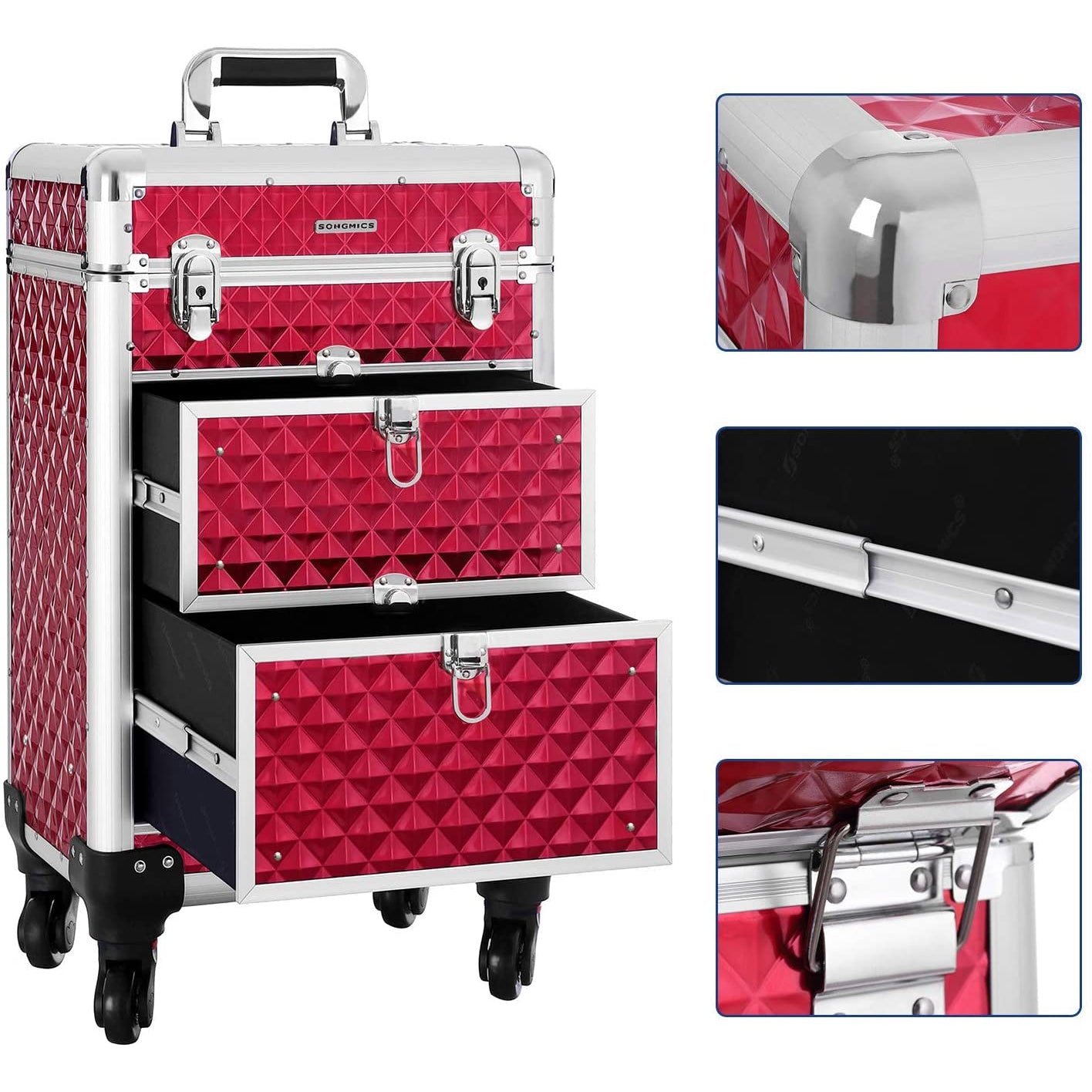 Nancy's Madalena Make-Up Koffer - Cosmetica Koffer - Make-up Trolley - Rood