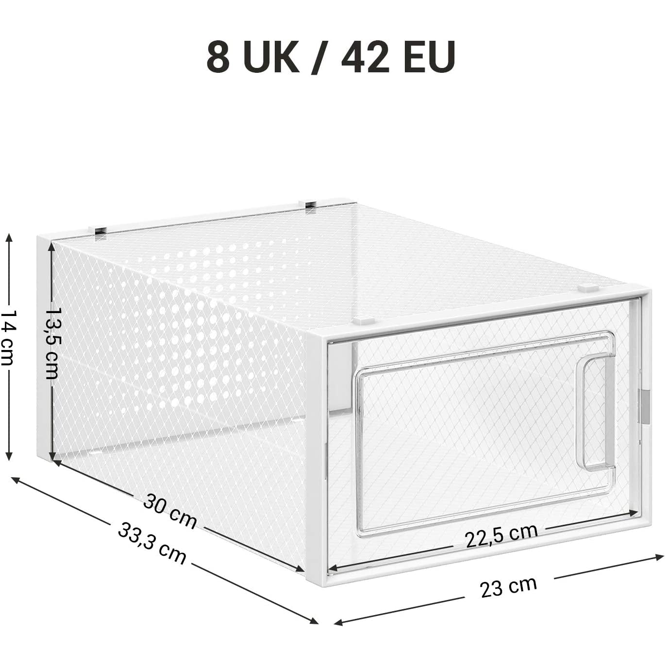 Nancy's Luling Shoe Boxes - Set of 8 - Storage Boxes - Organizer - Foldable - Stackable - Up to Size 42 - Transparent White