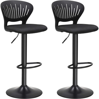 Nancy's Irvine Barkruk set van 2 - Hoogte verstelbaar - Gestoffeerd - Zwart - 40 x 42 x 107 cm