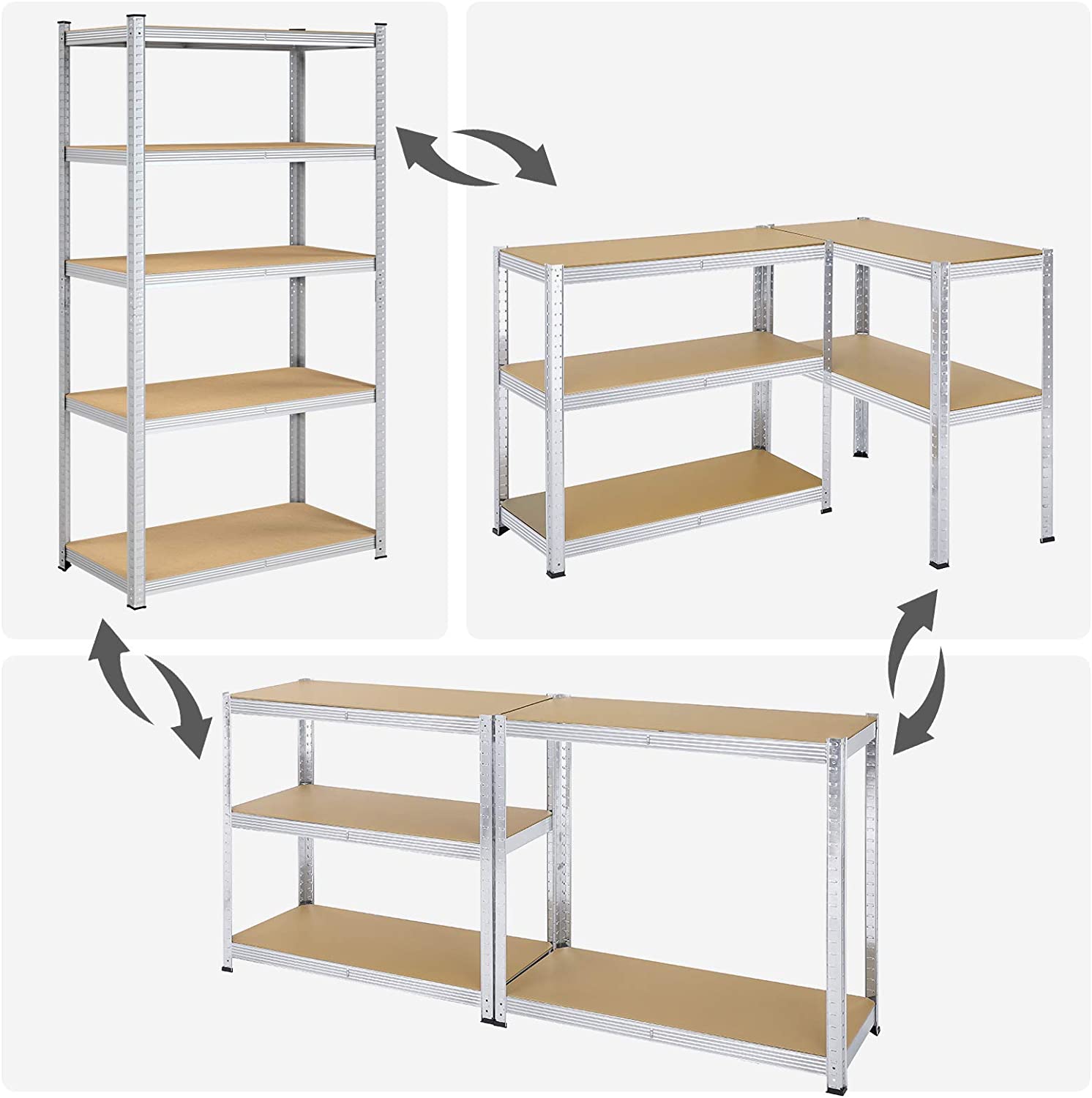 Nancy's Chippawa Storage Rack - Shelving Rack - 5 Adjustable Shelves - Metal - Basement Rack - White - 200 x 100 x 50 cm