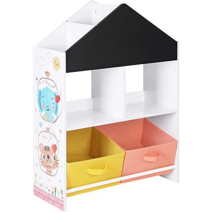 Nancy's Rexburg Speelgoedorganizer - Kinderkamerkast - Opbergkast - Kantelbeveiliging - Kinderkamer - Wit - Zwart - Oranje - Geel - MDF