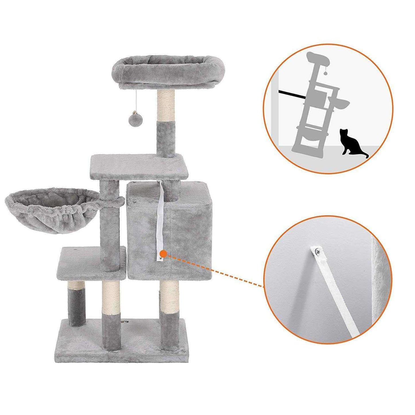Nancy's Multilevel Kattenboom - Kat toren - Krabpaal - Klimboom voor katten - Lichtgrijs - 50 x 40 x 110 cm
