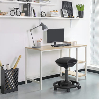 Nancy's Hazelgrove Work Stool - Ergonomic - On Wheels - Tiltable - Height Adjustable - Rotatable - Black - Fabric - Nylon - Iron - 50 x 50 x 55-73 cm 