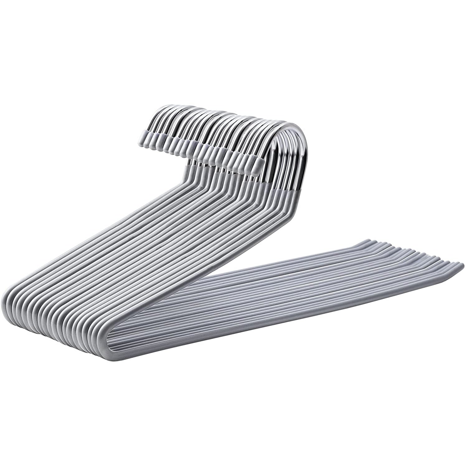 Nancy's Broekhangers - Kledinghangers - Set Van 20 - Open Einde - Anti-Slip - Ruimtebesparend - Grijs - Metaal