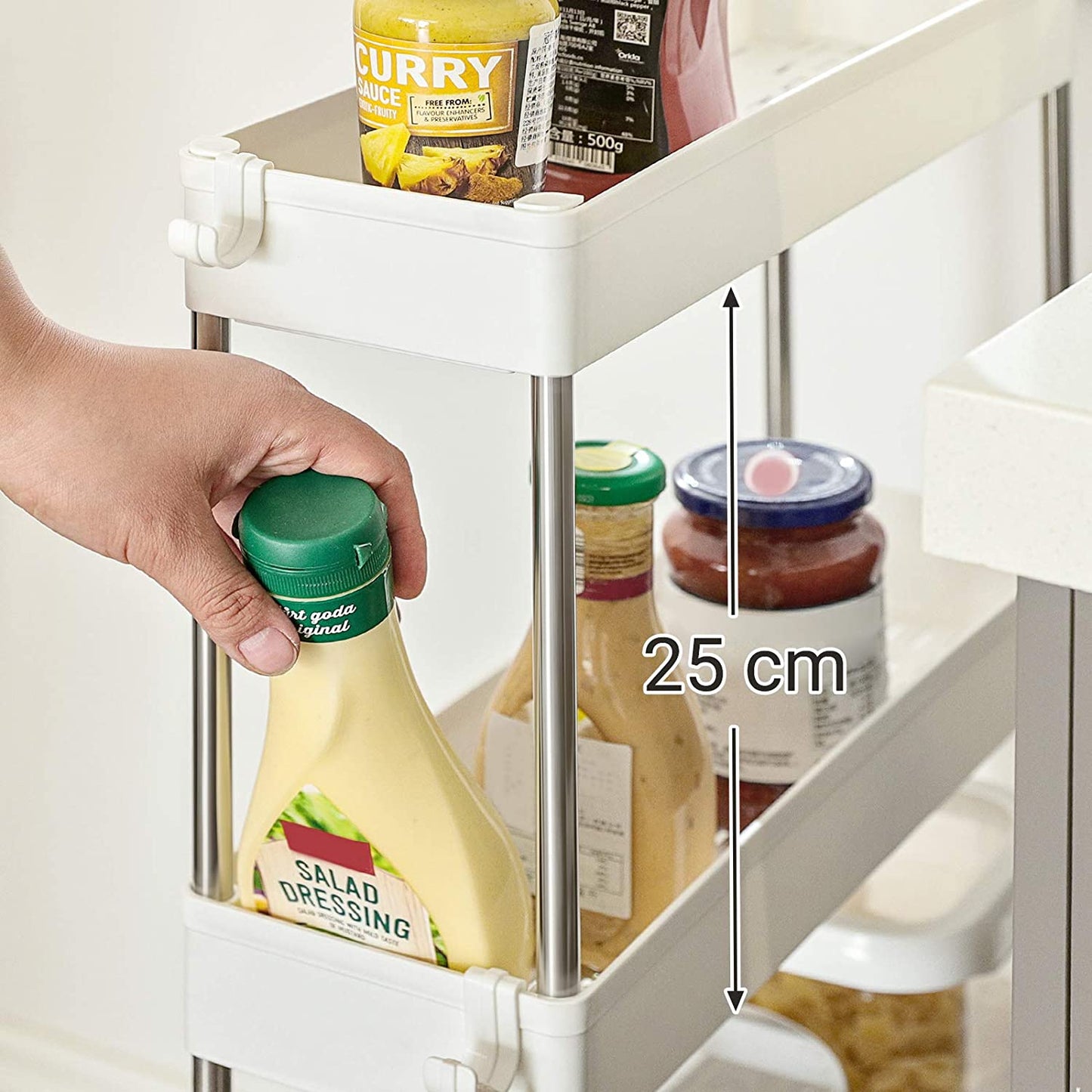 Nancy's Gamelin Keukentrolley - Keukenwagen - Serveerwagen - 3 Niveaus - Wit - ± 40 x 10 x 60 cm