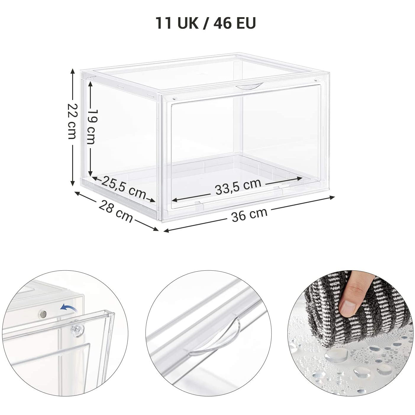 Nancy's Frielas Schoenendoos - Set van 3 - Stapelbare Schoen organizer - Schoenenopslag - Voor schoenen tot maat 46 - Transparant