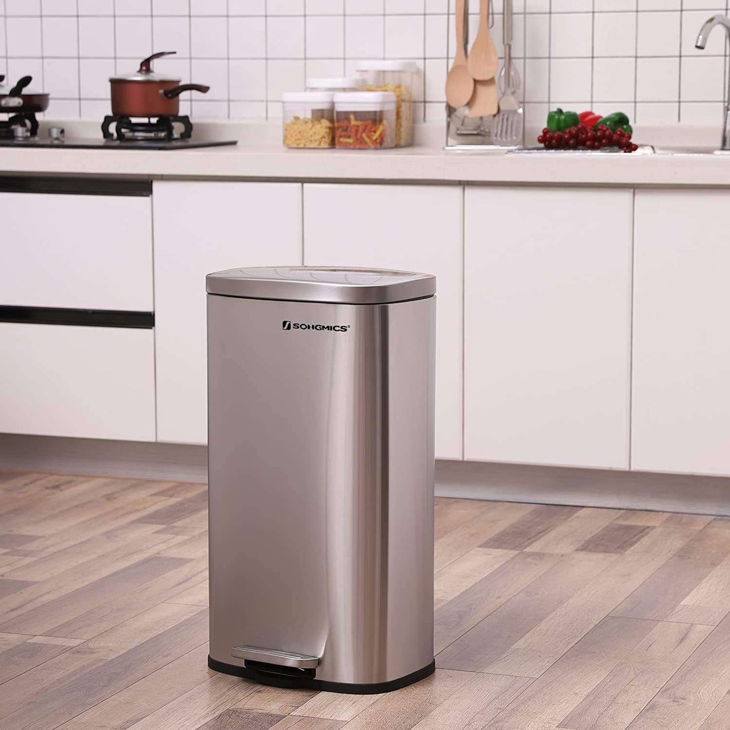 Nancy's Carvoeiro Pedaalemmer - Prullenbak - Afvalemmer - Zilver - RVS - 30 Liter