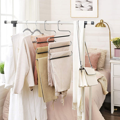 Nancy's Luxe Broekhangers - Set Van 4 - Voor 5 Broeken Per Stuk - S-Vorm - Anti-Slip - Zwart - RVS