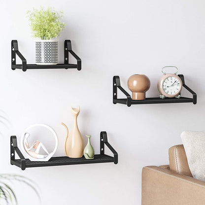 Nancy's Odessa Wandrekken - Set Van 3 - Wandplanken - Metalen Zwevende Rekken - Industrieel - Decoratieplanken - Zwart