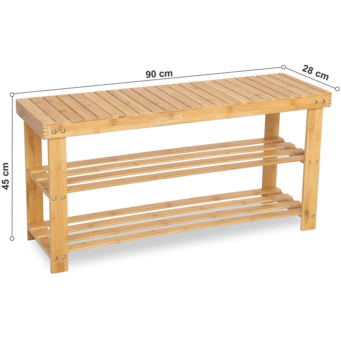 Nancy's Bamboe Schoenenrek - Badkamerrek - 3 Lagen - Opbergrek 90 x 28 x 45 cm