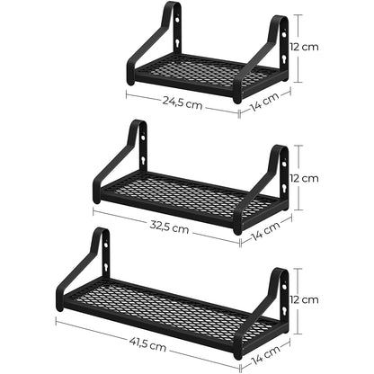 Nancy's Odessa Wandrekken - Set Van 3 - Wandplanken - Metalen Zwevende Rekken - Industrieel - Decoratieplanken - Zwart