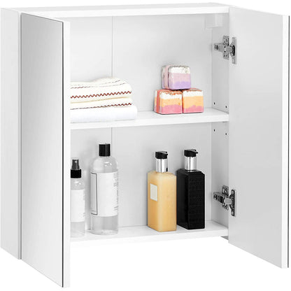 Nancy's Linganore Spiegelkast - Badkamerkast - Wandkast - Dubbele Deur - Modern - Wandmontage - Wit - 54 x 15 x 55 cm
