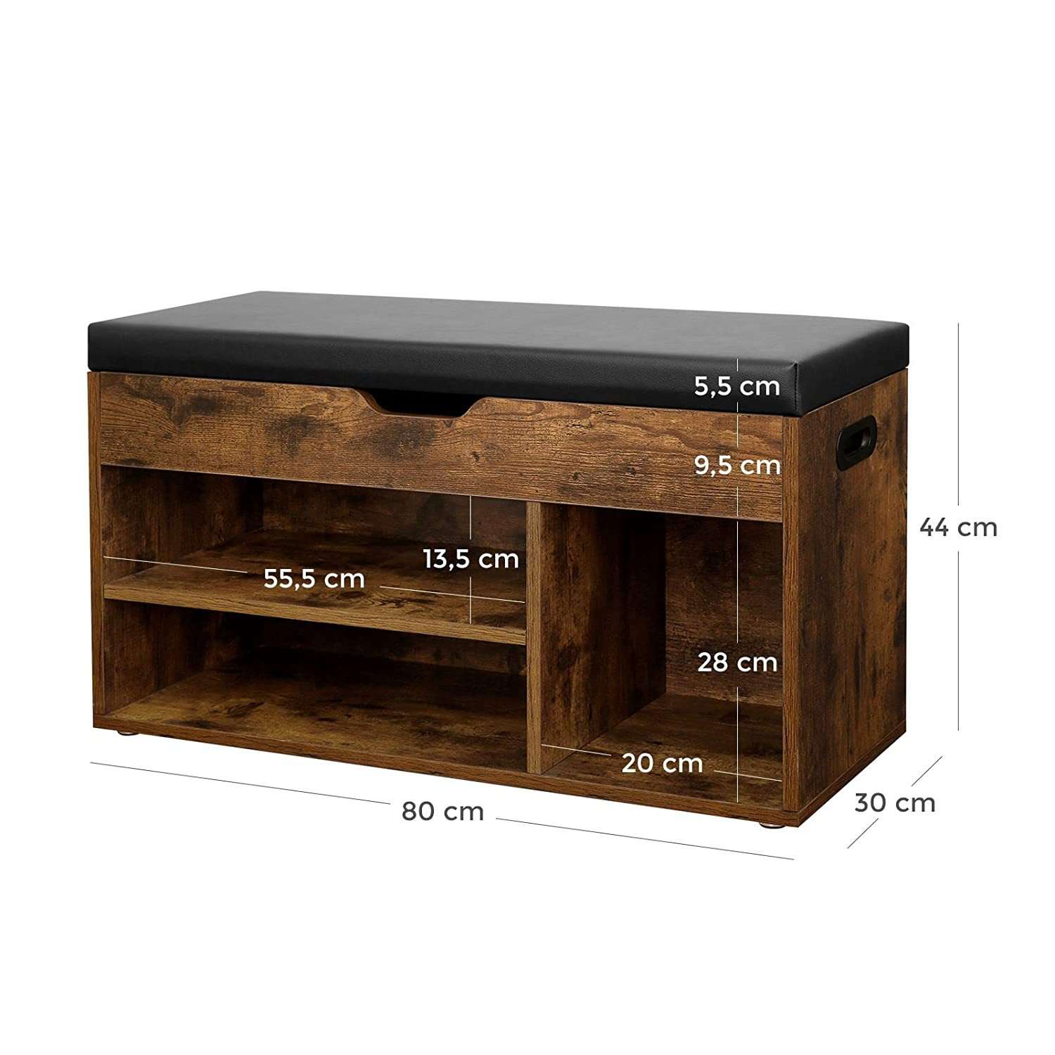 Nancy's Schoenenbank - Bank - Schoenenrek - Opbergruimte onder de zitting - hal, woonkamer, slaapkamer - Schoenenkast - 150 kg draagvermogen - 80 x 30 x 44 cm