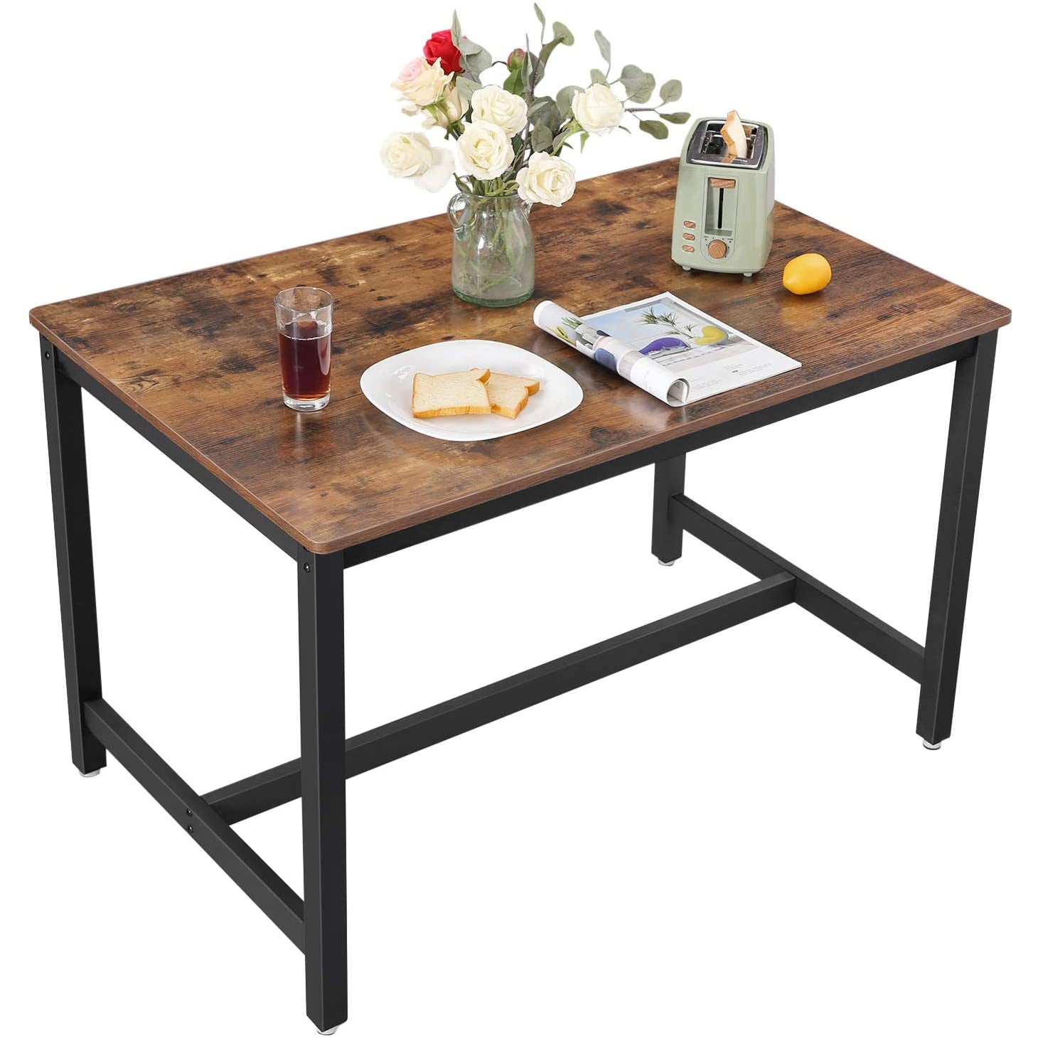 Nancy's Union Eettafel voor 4 personen - Keukentafel - Eetkamertafel - Bruin / Zwart 120 x 75 x 75 cm
