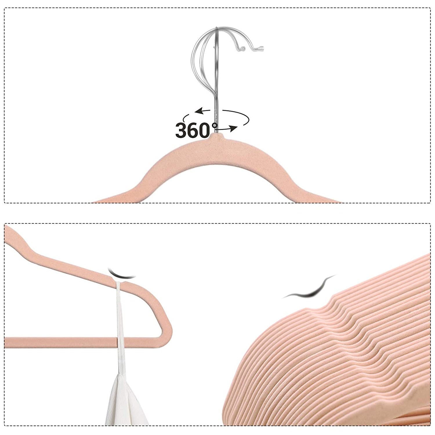 Nancy's Fluwelen Kledinghangers - Set Van 30 - Kleerhangers - Pakken - Hemden - Jassen - 360 Draaibaar - Roze