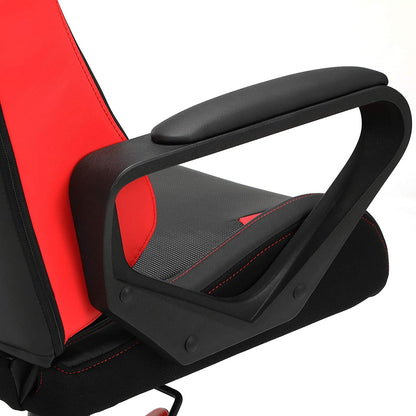 Nancy's Butcher Gaming chair - Chaise de bureau - Chaise pivotante - Coussin lombaire - Ergonomique - Hauteur réglable - Rouge - Noir - Simili cuir - 71 x 63 x (120-130)