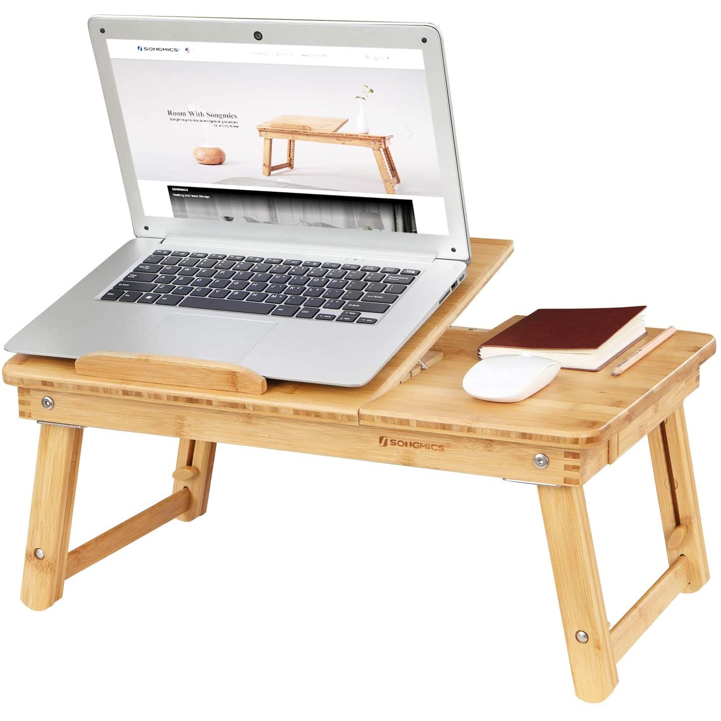 Nancy's Laprara Laptoptafel - Computertafel - Laptopstandaard - Verstelbare Hellingshoek - Bamboe - ± 65 x 35 x 35 cm