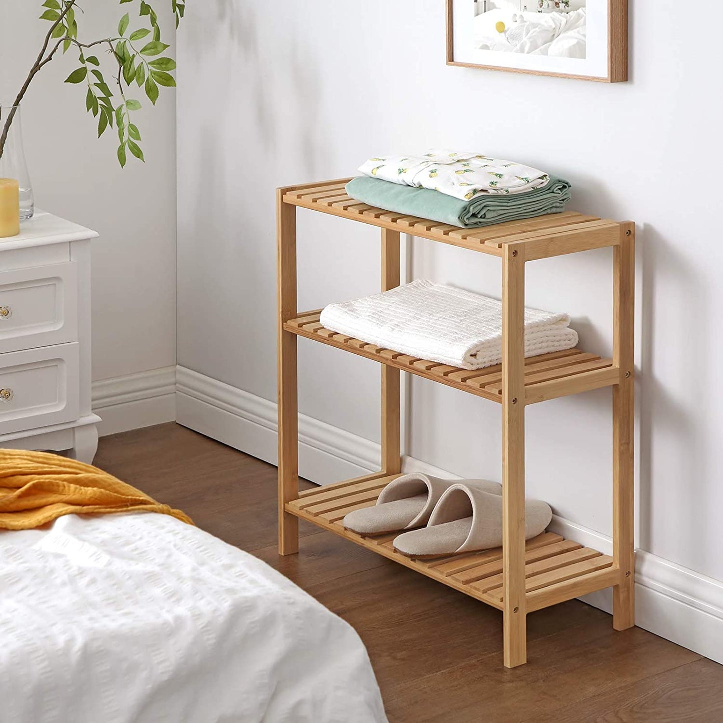 Nancy's Bathroom Rack Bamboo - Support de rangement à 3 couches