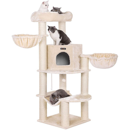 Arbre à chat de Nancy XL - Maison pour chat de luxe - Arbre à chat - Chats - Arbre à chat pour chat - 153 cm - Beige