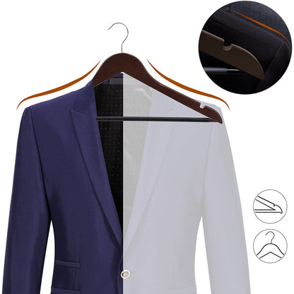 Nancy's Esdoornhouten Kledinghangers - 20 Stuks - Rokinkepingen - Broekbrug - Draaibaar - Kleding - Pak - Jas - Broek - Zwart