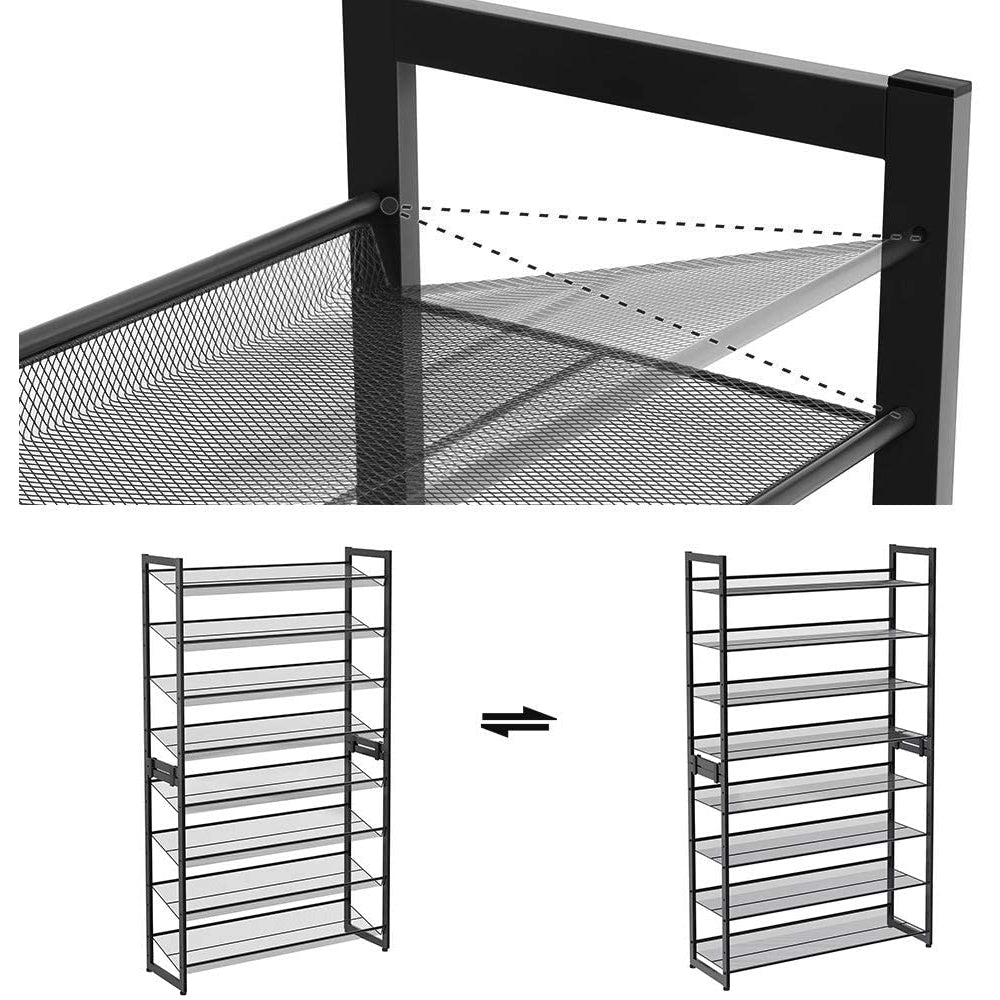 Nancy's Sacavem Schoenenrek - Schoenenkast - Stapelbaar - Voor 40 Paar Schoenen - Grijs - ± 90 x 30 x 165 cm