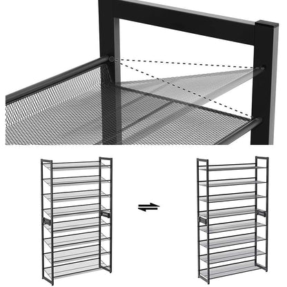 Nancy's Sacavem Schoenenrek - Schoenenkast - Stapelbaar - Voor 40 Paar Schoenen - Grijs - ± 90 x 30 x 165 cm