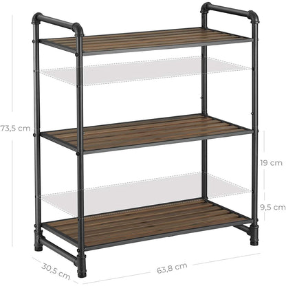 Nancy's Vintage Stellingkast - Wandkast - Keukenrek - Badkamerrek - Boekenrek - 5 Planken - Industrieel - Stellingkasten - 63,8 x 30,5 x 73,5 cm