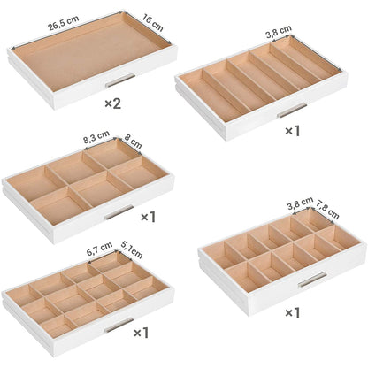 Nancy's Ennis Sieradendoos - Sieraden Organizer - 6 Lades - Kettingen - Oorbellen - Armbanden - Wit