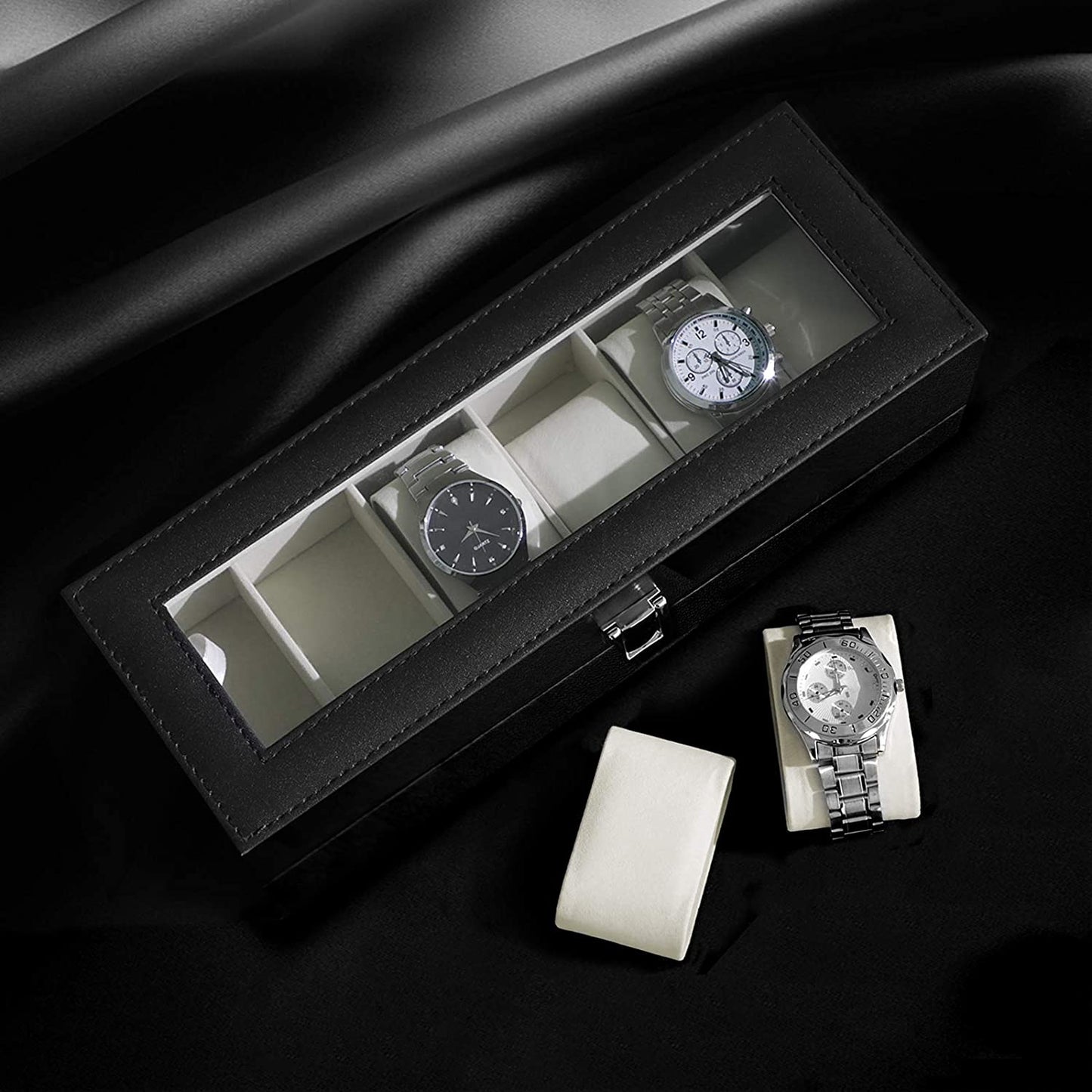 Nancy's Horlogedoos - Horlogebox met spiegel - Opbergdoos voor 6 Horloges