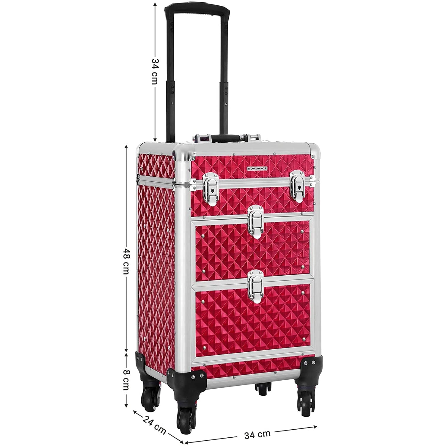 Nancy's Madalena Make-Up Koffer - Cosmetica Koffer - Make-up Trolley - Rood