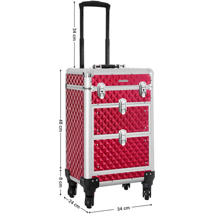 Nancy's Madalena Make-Up Koffer - Cosmetica Koffer - Make-up Trolley - Rood