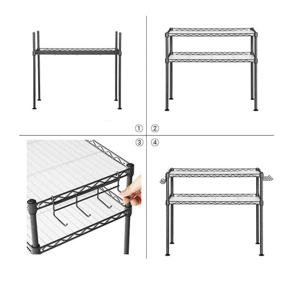 Étagère à épices de Nancy - Avec 2 niveaux - Anthracite - 60 x 30 x 52 cm