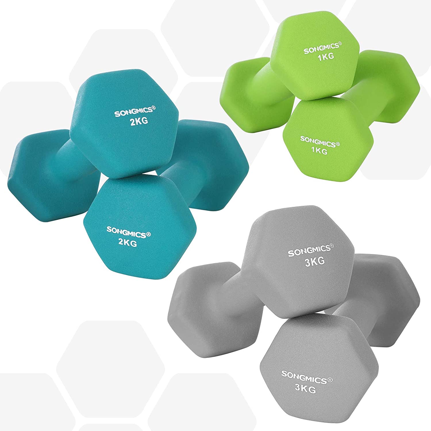 Nancy's Dumbells Set - Halterset - Gewichten Set - Inclusief Halterstandaard - 1 KG, 2 KG, 3 KG