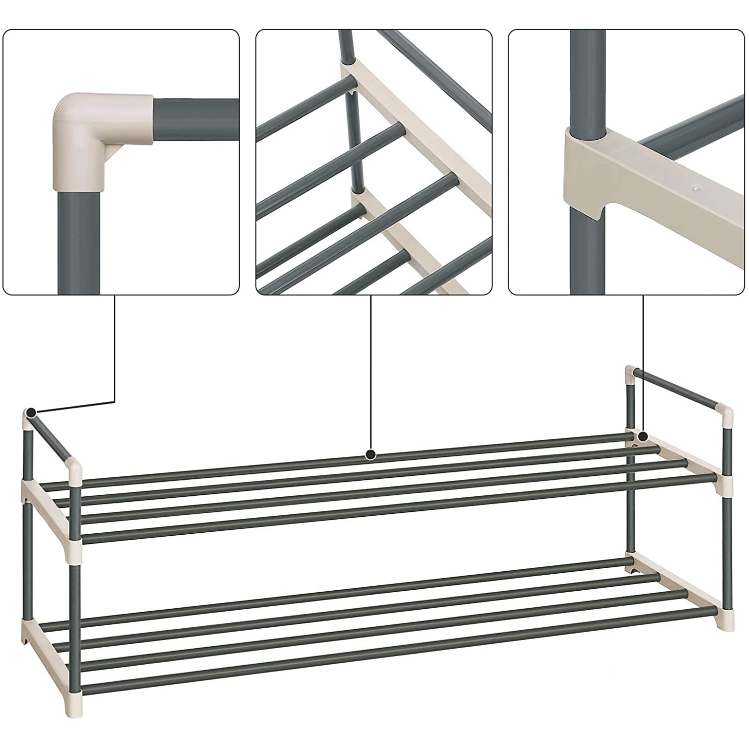Nancy's Shuwie Schoenenrek – Schoenenkast - Voor 10 Paar Schoenen - Zwart - Staal - ± 90 x 30 x 35 cm