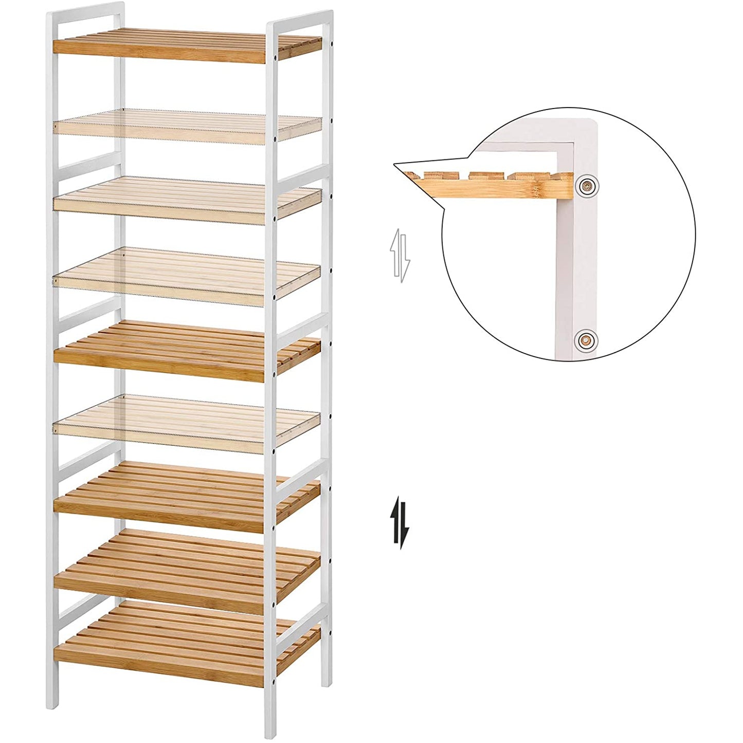Nancy's Camp Creek Wandkast - Opbergrek - Keukenkast - Bamboe - Wit - ± 45 x 30 x 140 cm