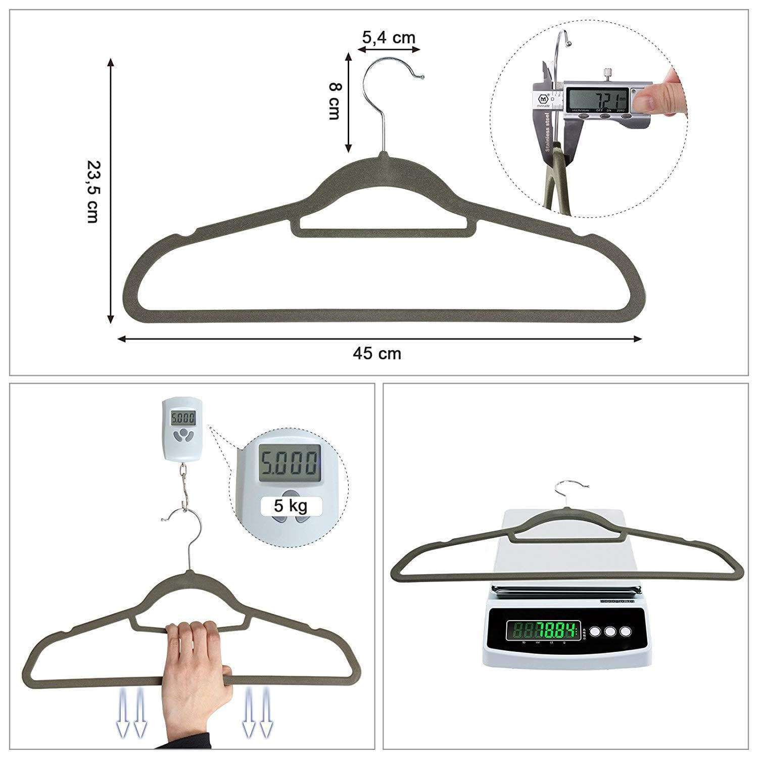 Nancy's Kleerhangers - 100 Stuks - Anti slip - Draaibare Metalen Haak - Grijs