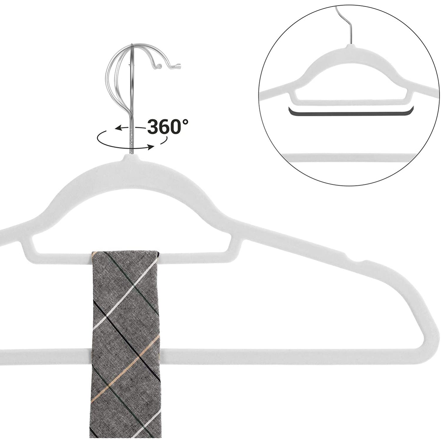 Nancy's Brassard Kledinghangers - 20 Stuks - Fluweel - ABS - Anti-Slip - Wit - 45 x 0,6 x 23,5 cm
