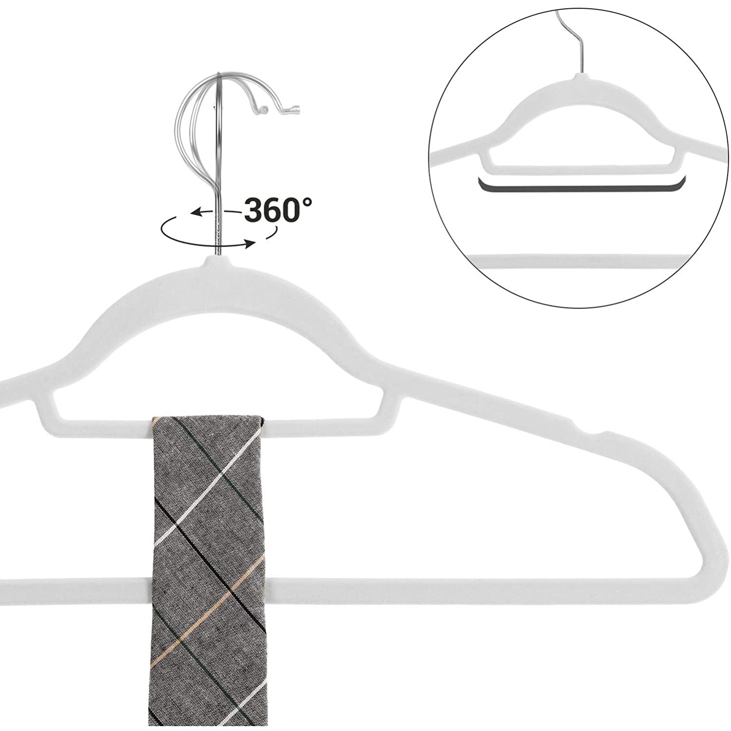 Nancy's Brassard Kledinghangers - 20 Stuks - Fluweel - ABS - Anti-Slip - Wit - 45 x 0,6 x 23,5 cm
