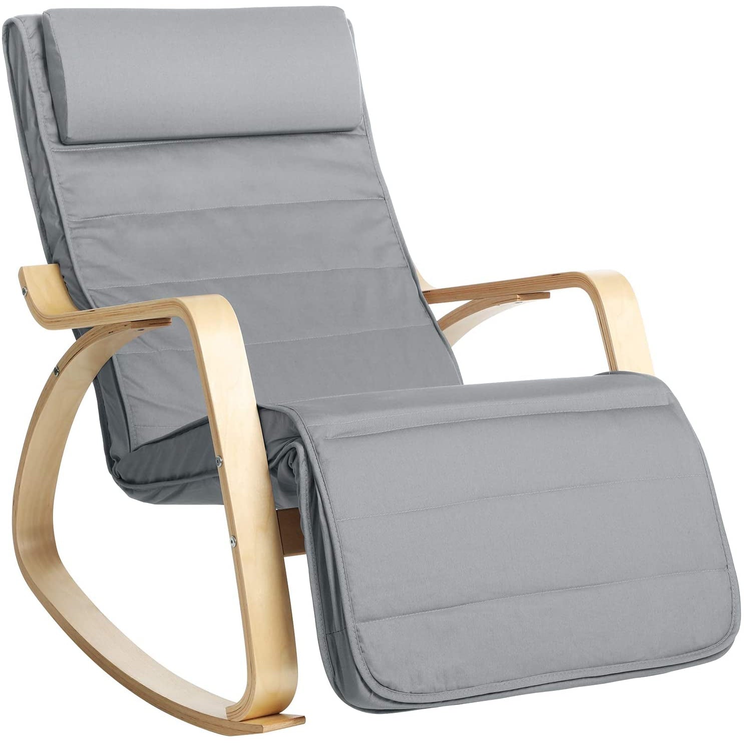 Nancy's Cantley Schommelstoel - Relaxfauteuil - Loungestoel - Lichtgrijs - Katoen / Berkenhout