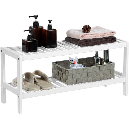 Nancy's Charneca Schoenenrek - Rek voor 6 paar schoenen - Wit - Bamboe - ± 70 x 25 x 30 cm