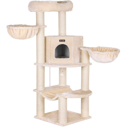 Arbre à chat de Nancy XL - Maison pour chat de luxe - Arbre à chat - Chats - Arbre à chat pour chat - 153 cm - Beige