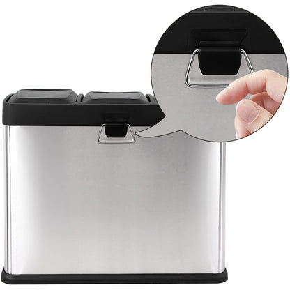 Poubelle Triple Poubelle Nancy's Inox - Poubelle à pédale - 3x 15L - Poubelles de tri sélectif