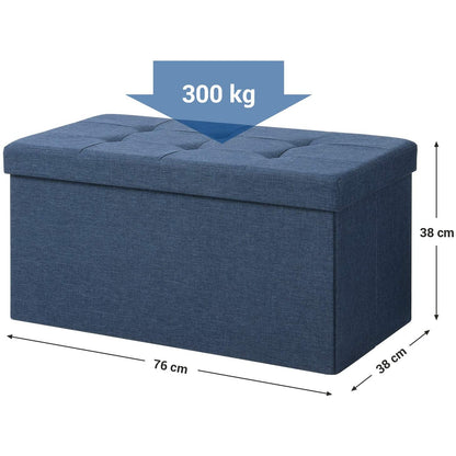 Nancy's Hocker Blue - Canapé Avec Rangement - Canapé En Lin 76 x 38 x 38 cm