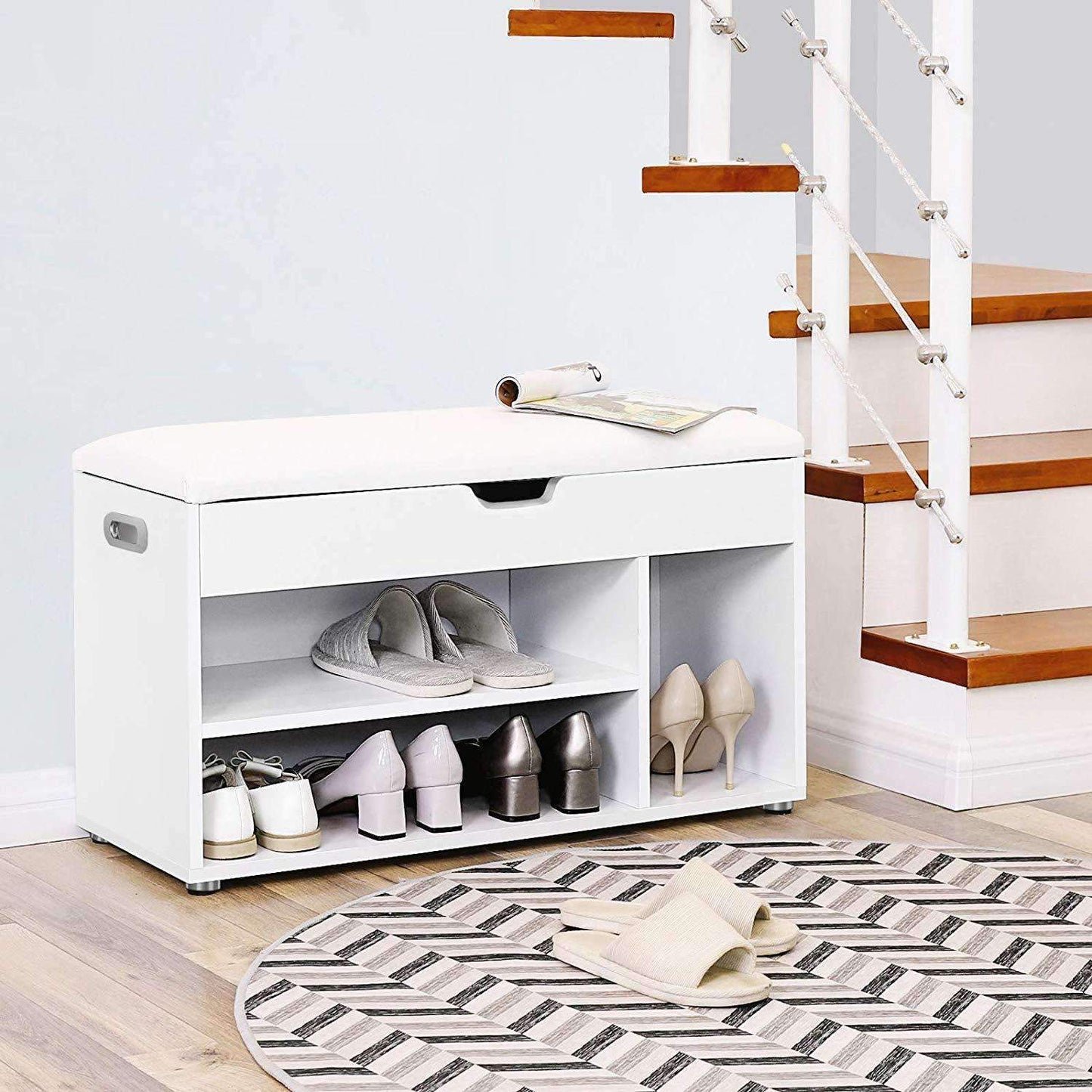 Nancy's Shoe Cabinet White - Multifunctional Cabinet - Wooden Shoe Cabinets with storage space - 80 x 44 x 30 cm (W x H x D)
