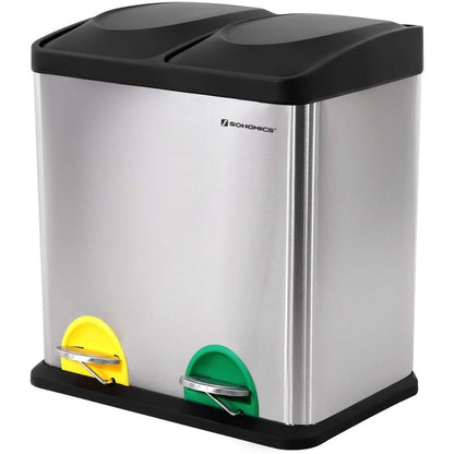 Nancy's Prullenbak Afvalscheiding 30L - Prullenbakken - Roestvrijstaal - 39,5 x 46,5 x 30,5 cm