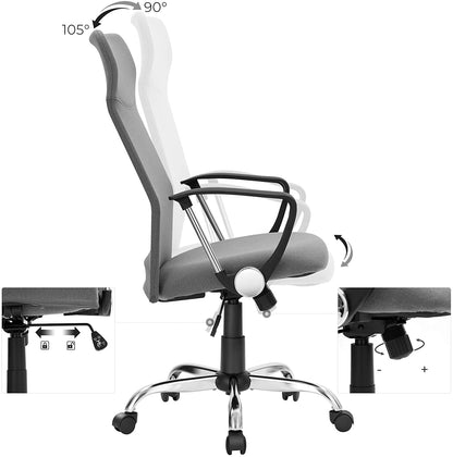 Nancy's Hays Bureaustoel - Draaistoel - Ergonomisch - Gestoffeerd - Hoogte Verstelbaar - Grijs