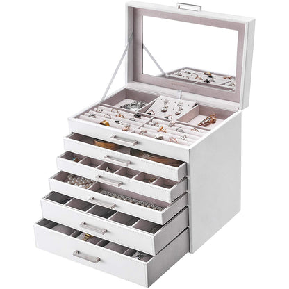 Nancy's Malveira Sieradendoos - Sieraden Organizer - Juwelendoos - Met Spiegel - Wit - Fluweel