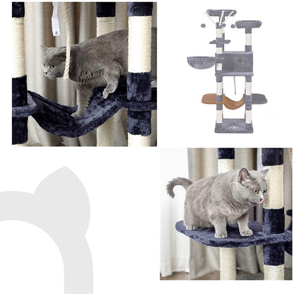 Nancy's XXL Pershore Krabpaal voor katten - Kattenboom - Rookgrijs - 50 x 50 x 164 cm